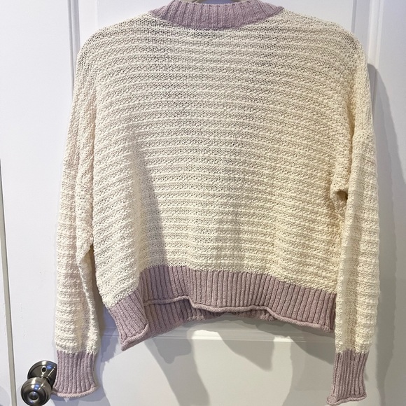 Madewell Seabrook Cardigan Sweater in Colorblock Antique Cream Size Small - Picture 4 of 6